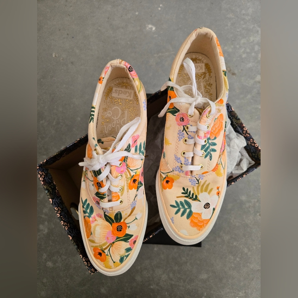 Keds Rifle Paper Co Anchor Tennis Shoes in Lively Pink Floral
